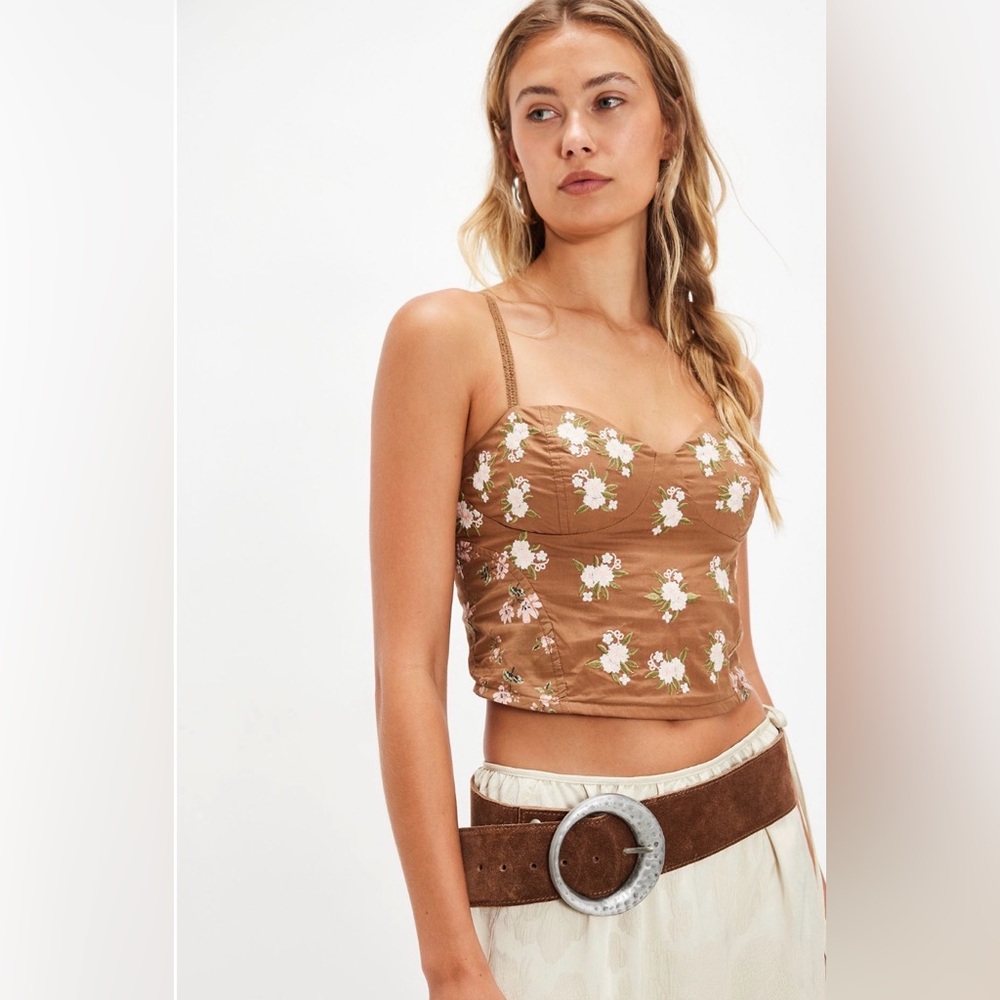 NWT Free People Wild Flowers Embroidered Bustier